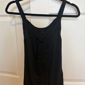 All Saints Black Ruched-Front Scoop Tank
